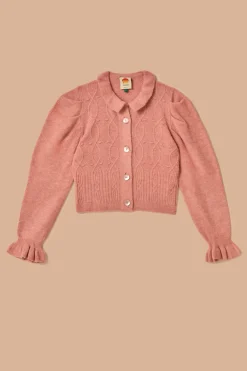 FARM Rio Light Pink Ruffle Knit Cardigan Hot