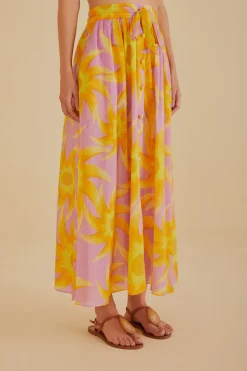 FARM Rio Light Pink Sunny Side Maxi Skirt New