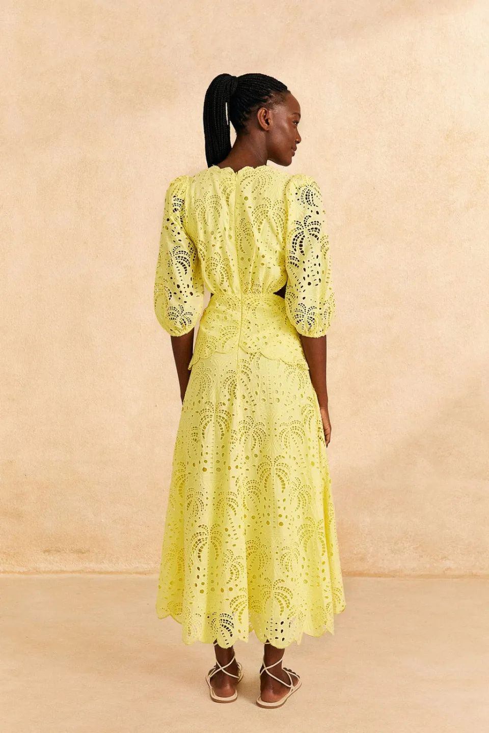 FARM Rio Light Yellow Richelieu Midi Dress Sale