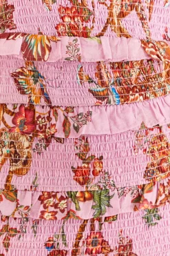 FARM Rio Lilac Floral Monkey Smocked Mini Dress Hot