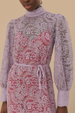 FARM Rio Lilac Lace Midi Dress Clearance