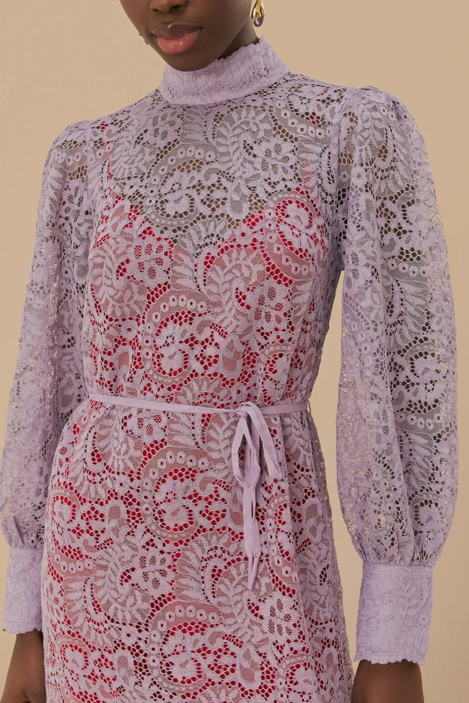 FARM Rio Lilac Lace Midi Dress Clearance
