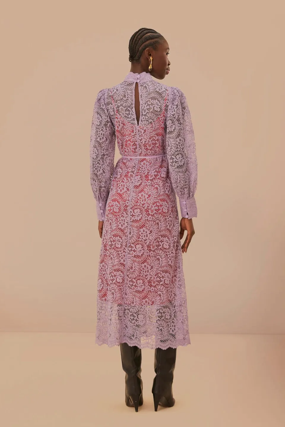 FARM Rio Lilac Lace Midi Dress Clearance