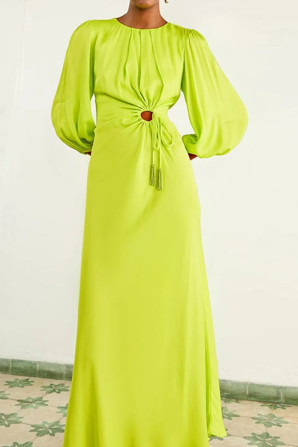 FARM Rio Lime Circle Cut Out Lenzing™ Ecovero™ Viscose Midi Dress Sale