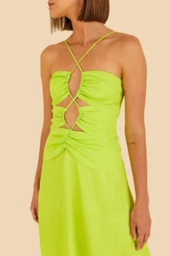 FARM Rio Lime Green Lenzing™ Ecovero™ Viscose Sleeveless Midi Dress Outlet