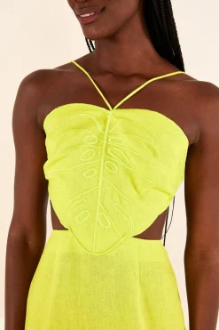 FARM Rio Lime Green Monstera Midi Dress Sale