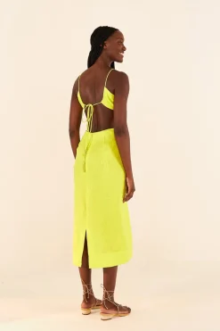 FARM Rio Lime Green Monstera Midi Dress Sale