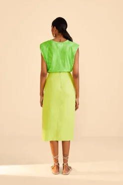 FARM Rio Lime Leaf Midi Skirt Best