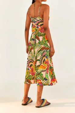 FARM Rio Macaw Leaves Cut-Out Midi Dress