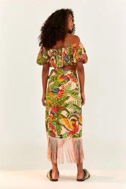 FARM Rio Macaw Leaves Off Shoulder Crop Top Outlet