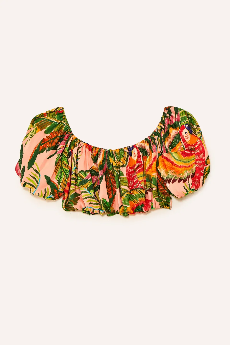 FARM Rio Macaw Leaves Off Shoulder Crop Top Outlet