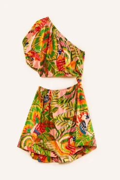 FARM Rio Macaw Leaves One-Shoulder Mini Dress New