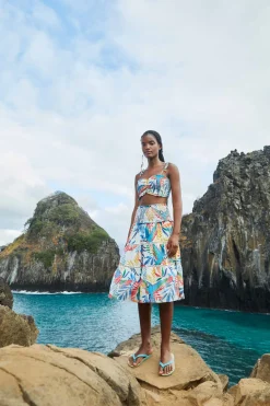FARM Rio Macaw Wind Smocked Midi Skirt Sale