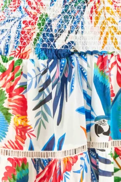 FARM Rio Macaw Wind Smocked Midi Skirt Sale