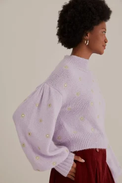 FARM Rio Mirror Embroidered Knit Sweater Hot