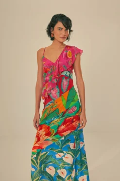 FARM Rio Mixed Flowery Rufle One Strap Midi Dress Sale