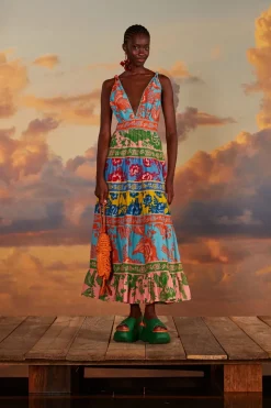 FARM Rio Mixed Lace Garden Midi Dress Clearance