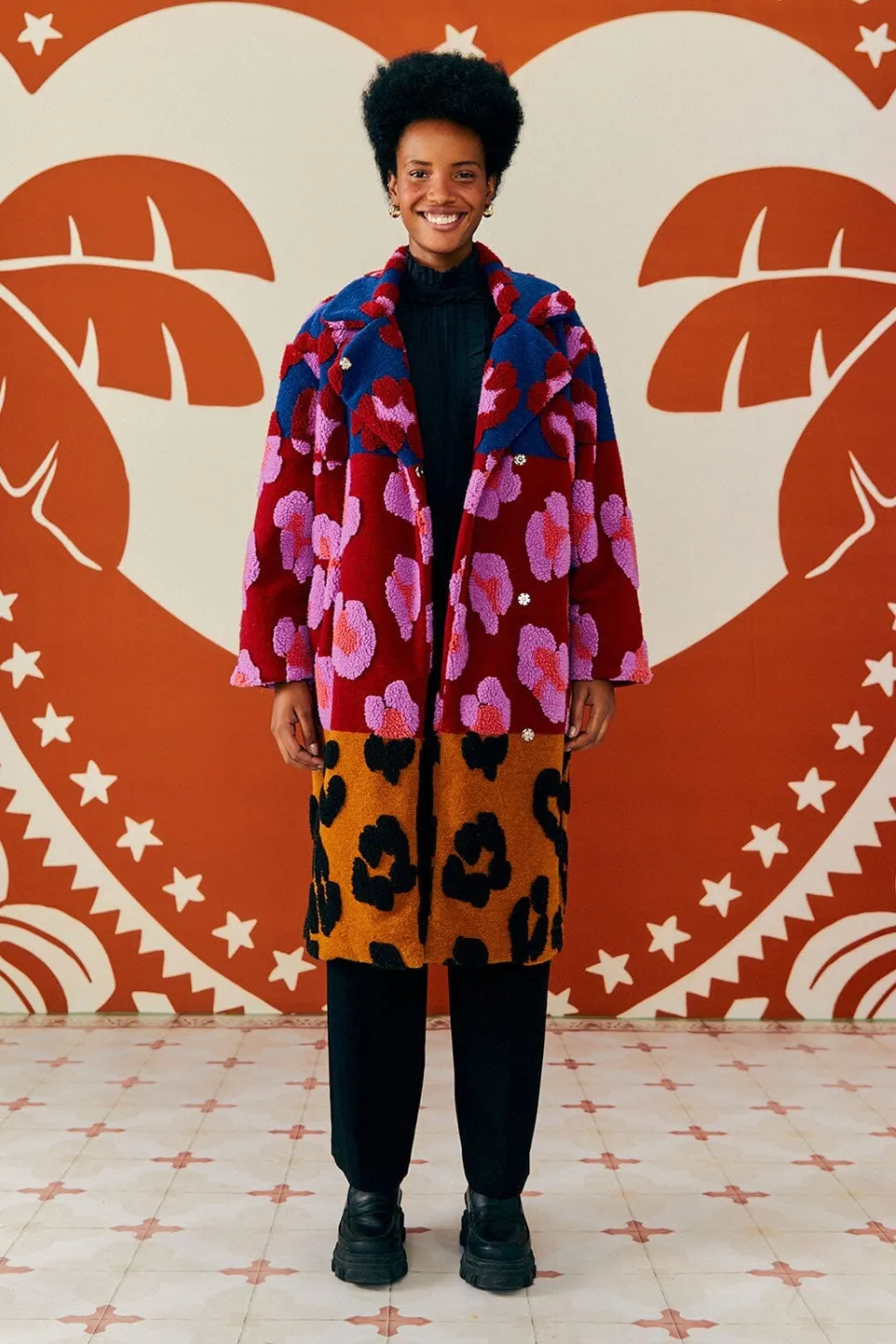 FARM Rio Mixed Leopards Fleece Coat Online