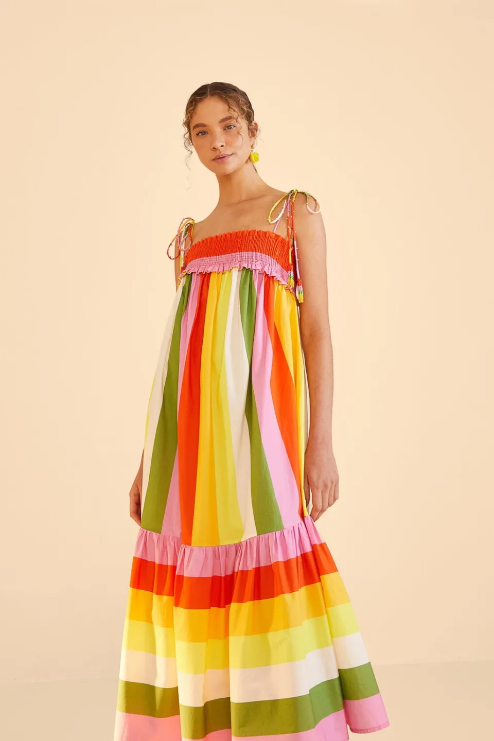 FARM Rio Mixed Neon Floral Red Midi Dress Sale
