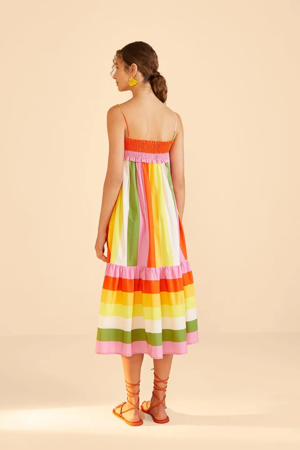 FARM Rio Mixed Neon Floral Red Midi Dress Sale