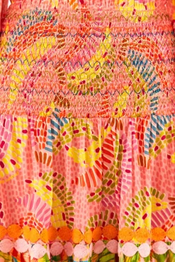 FARM Rio Mixed Pink Prints Midi Skirt New