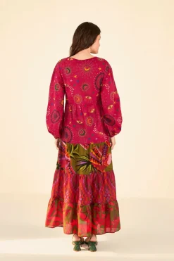 FARM Rio Mixed Prints Embroidered Yoke Maxi Dress Best