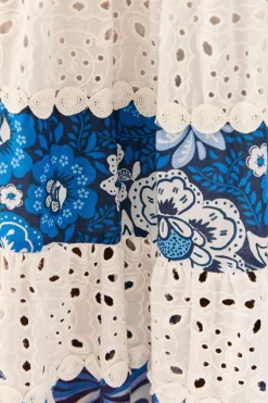 FARM Rio Mixed White And Blue Prints Maxi Dress Discount