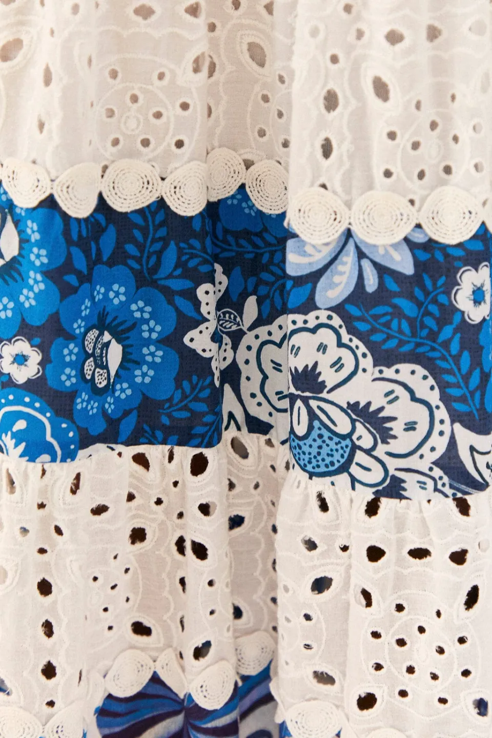 FARM Rio Mixed White And Blue Prints Maxi Dress Discount