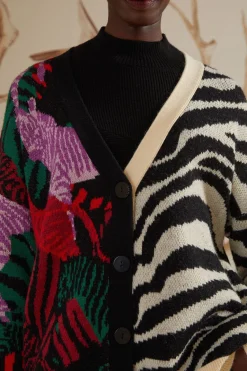 FARM Rio Mixed Zebra Prints Knit Cardigan New