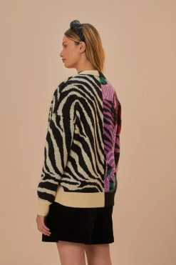 FARM Rio Mixed Zebra Prints Knit Cardigan New