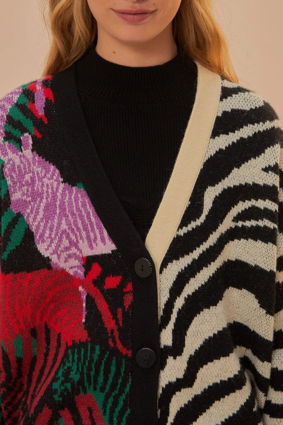 FARM Rio Mixed Zebra Prints Knit Cardigan New