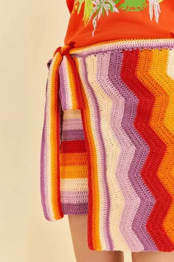 FARM Rio Multi Stripes Crochet Wrap Mini Skirt Sale