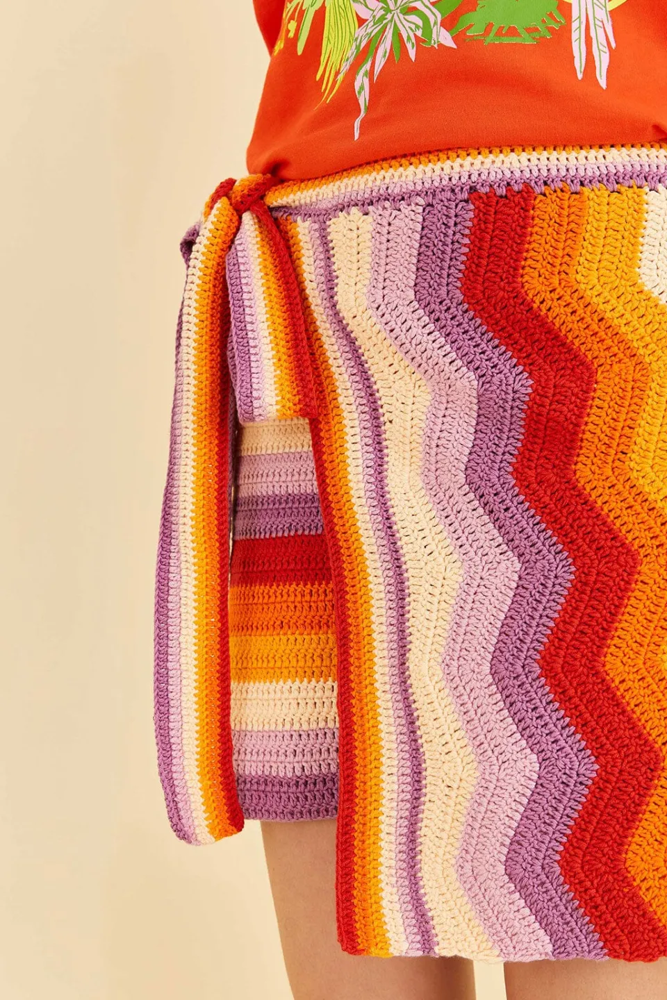 FARM Rio Multi Stripes Crochet Wrap Mini Skirt Sale