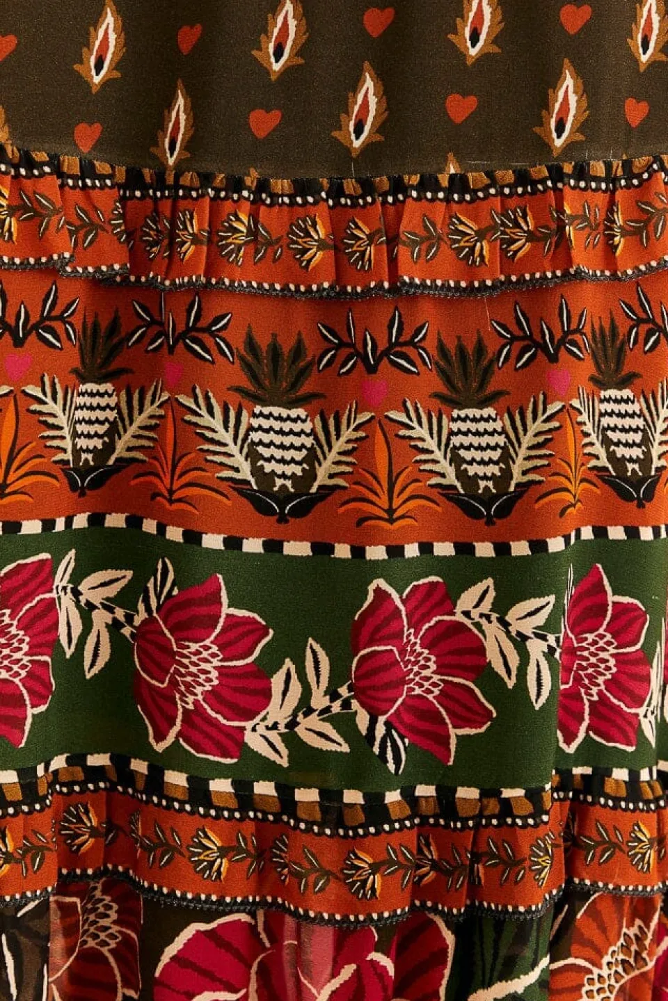 FARM Rio Multicolor Ainika Floral Garden Tiered Maxi Skirt Best