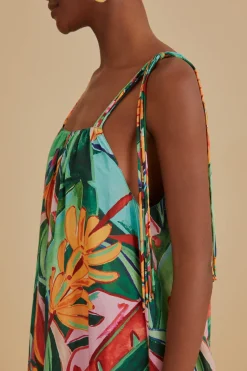 FARM Rio Multicolor Banana Foliage Sleeveless Midi Dress Discount
