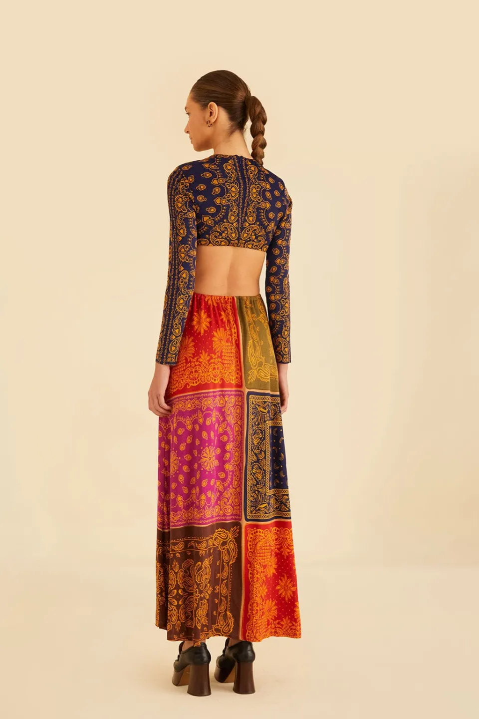 FARM Rio Multicolor Bandana Dream Cut Out Maxi Dress Discount