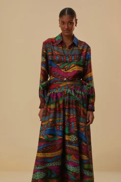 FARM Rio Multicolor Mirage Midi Skirt Sale
