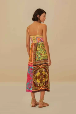 FARM Rio Multicolor Mixed Scarves Lenzing™ Ecovero™ Viscose Midi Dress Clearance