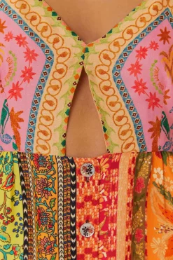 FARM Rio Multicolor Mixed Scarves Lenzing™ Ecovero™ Viscose Midi Dress Clearance