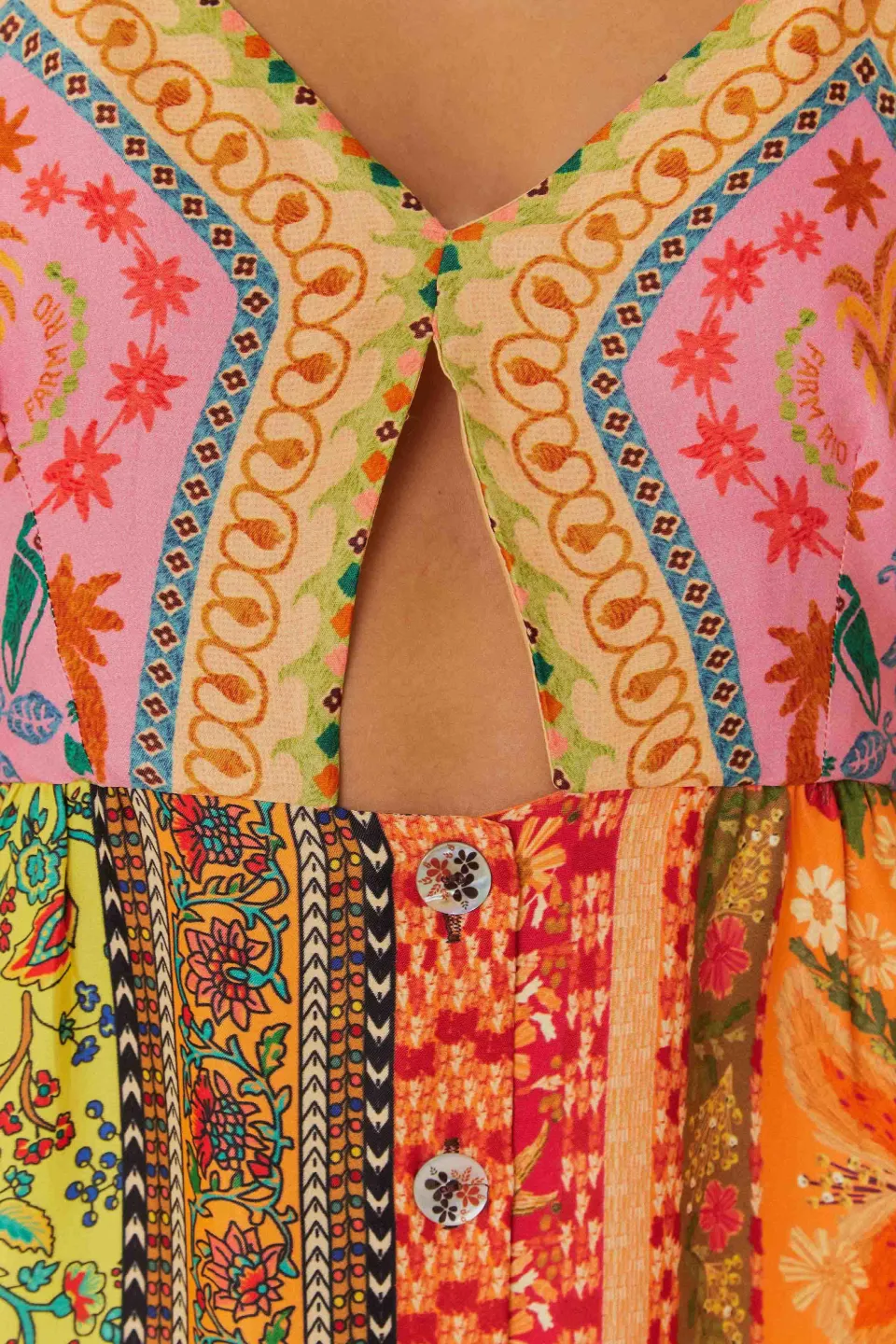 FARM Rio Multicolor Mixed Scarves Lenzing™ Ecovero™ Viscose Midi Dress Clearance