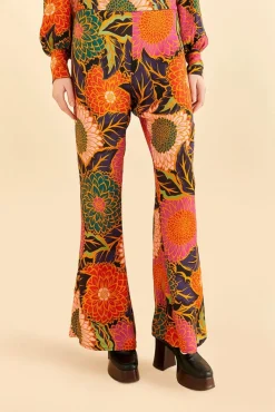 FARM Rio Multicolor Vintage Garden Satin Flare Pants Online