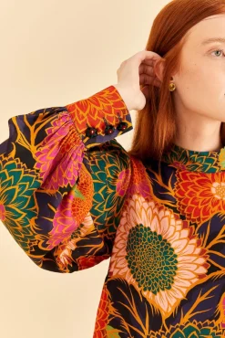 FARM Rio Multicolor Vintage Garden Satin Blouse Online