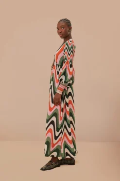 FARM Rio Multicolor Wave Gradient Maxi Dress Clearance