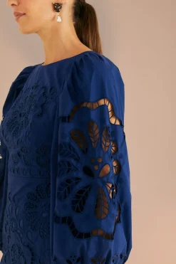 FARM Rio Navy Blue Flowery Richelieu Mini Dress Outlet