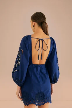FARM Rio Navy Blue Flowery Richelieu Mini Dress Outlet
