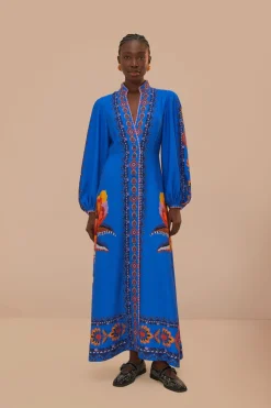 FARM Rio Navy Blue Lucy Floral Tapestry Maxi Dress Hot