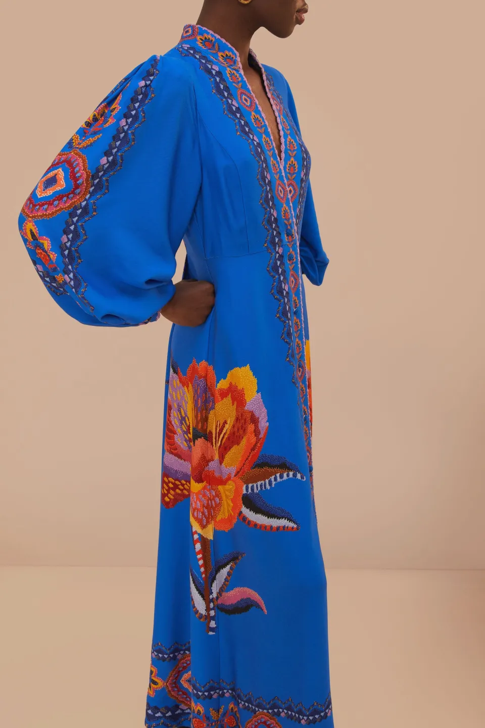 FARM Rio Navy Blue Lucy Floral Tapestry Maxi Dress Hot