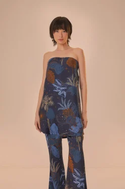 FARM Rio Navy Blue Night Jungle Flare Pants Outlet