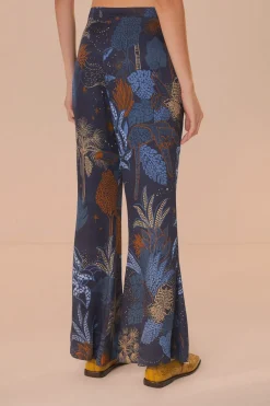 FARM Rio Navy Blue Night Jungle Flare Pants Outlet