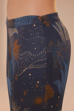 FARM Rio Navy Blue Night Jungle Flare Pants Outlet